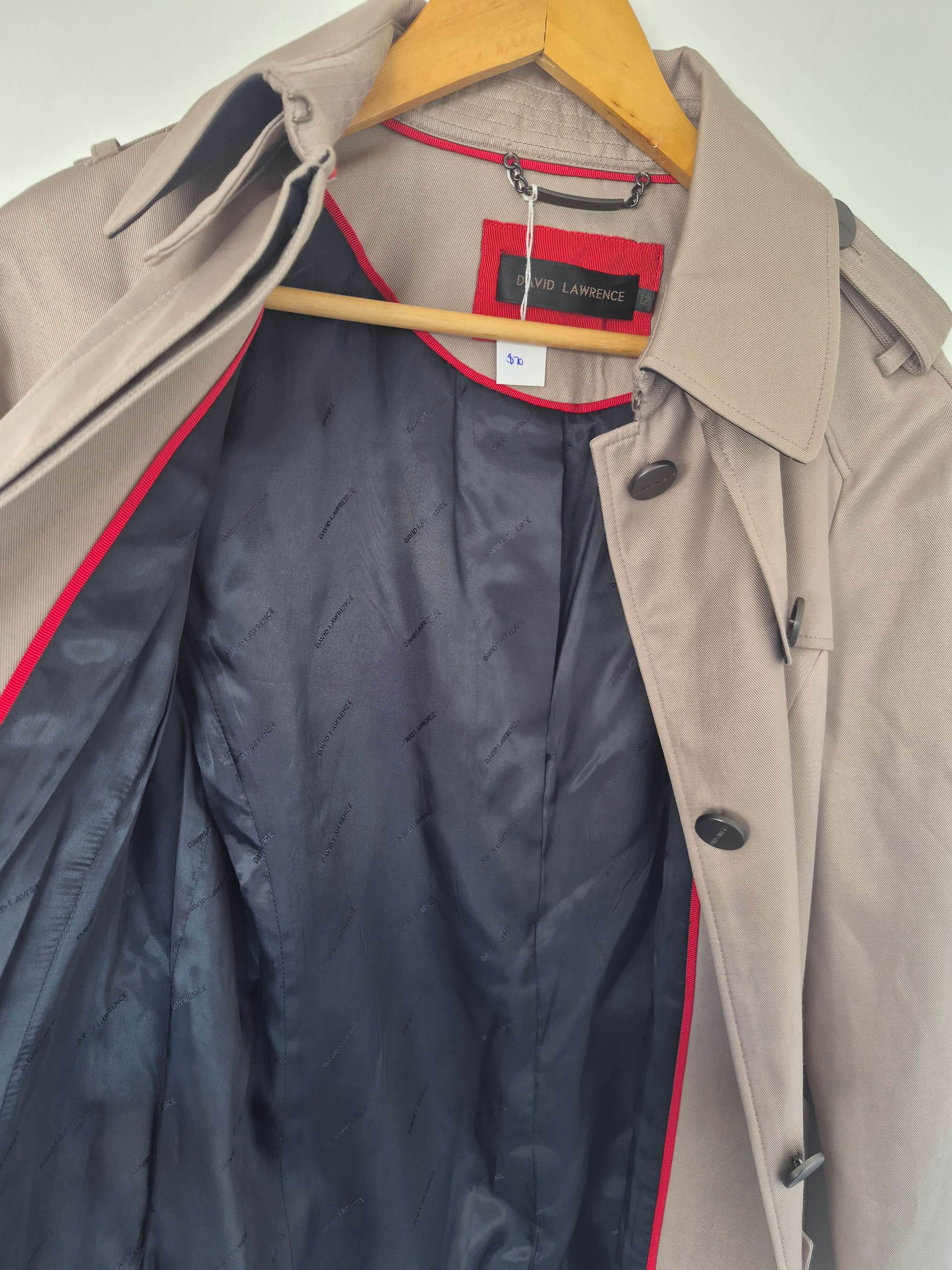 David Lawrence Beige Trench Coat | Size 12