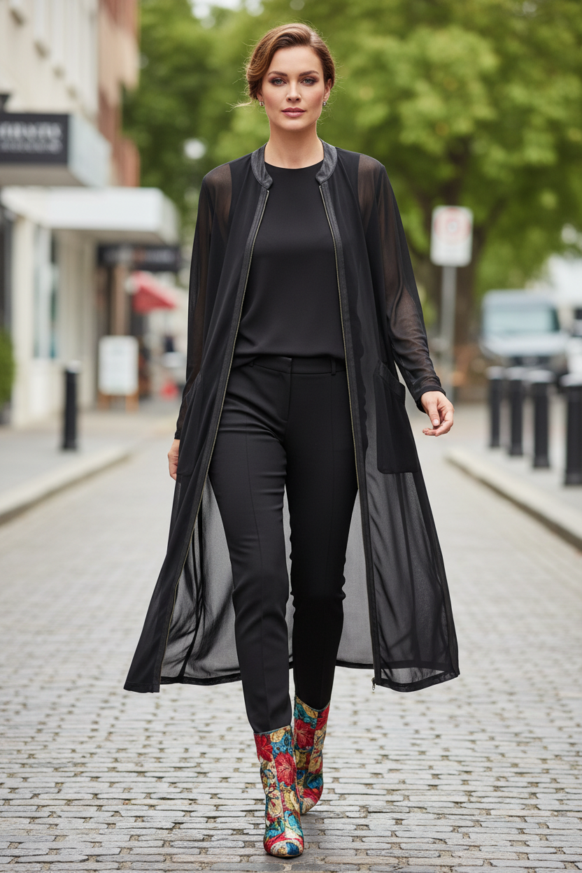 Moochi Sheer Long Coat | Size M