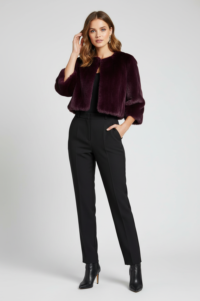 Calvin Klein Faux Fur Purple Jacket | Size M