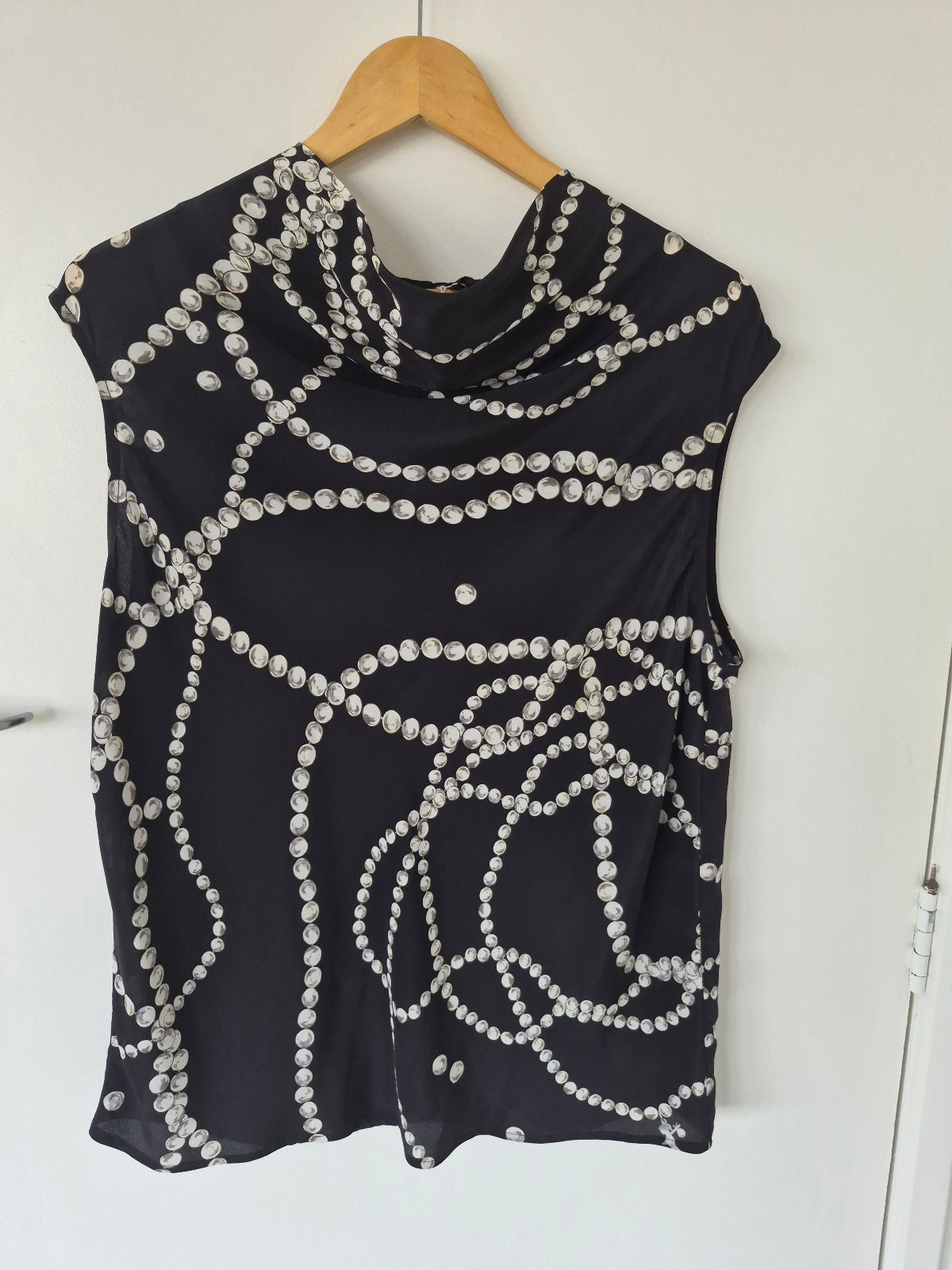 Karen Walker Runaway Pearls Silk Blouse | Size 10