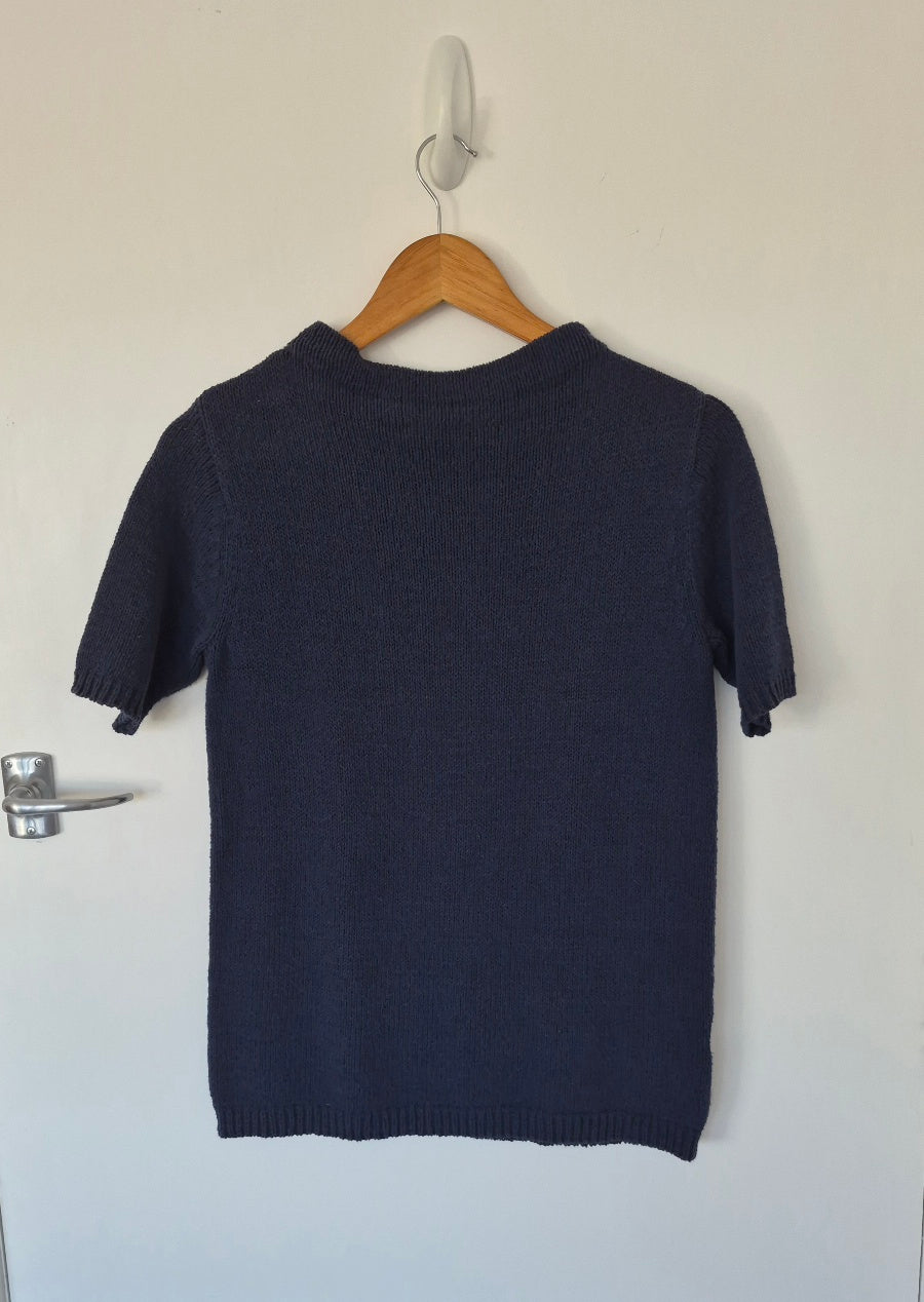 Sills Cotton Knit Navy Top | Size XS/S