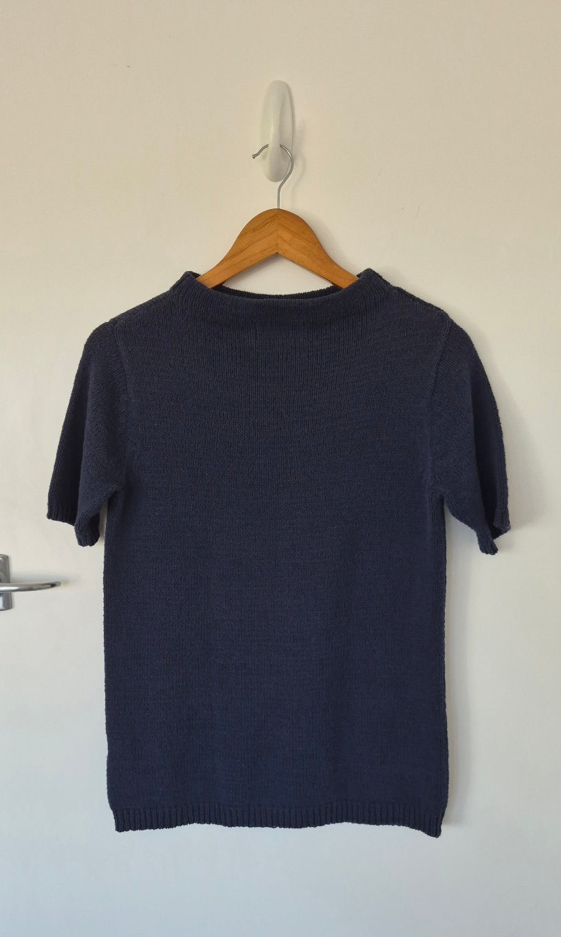 Sills Cotton Knit Navy Top | Size XS/S