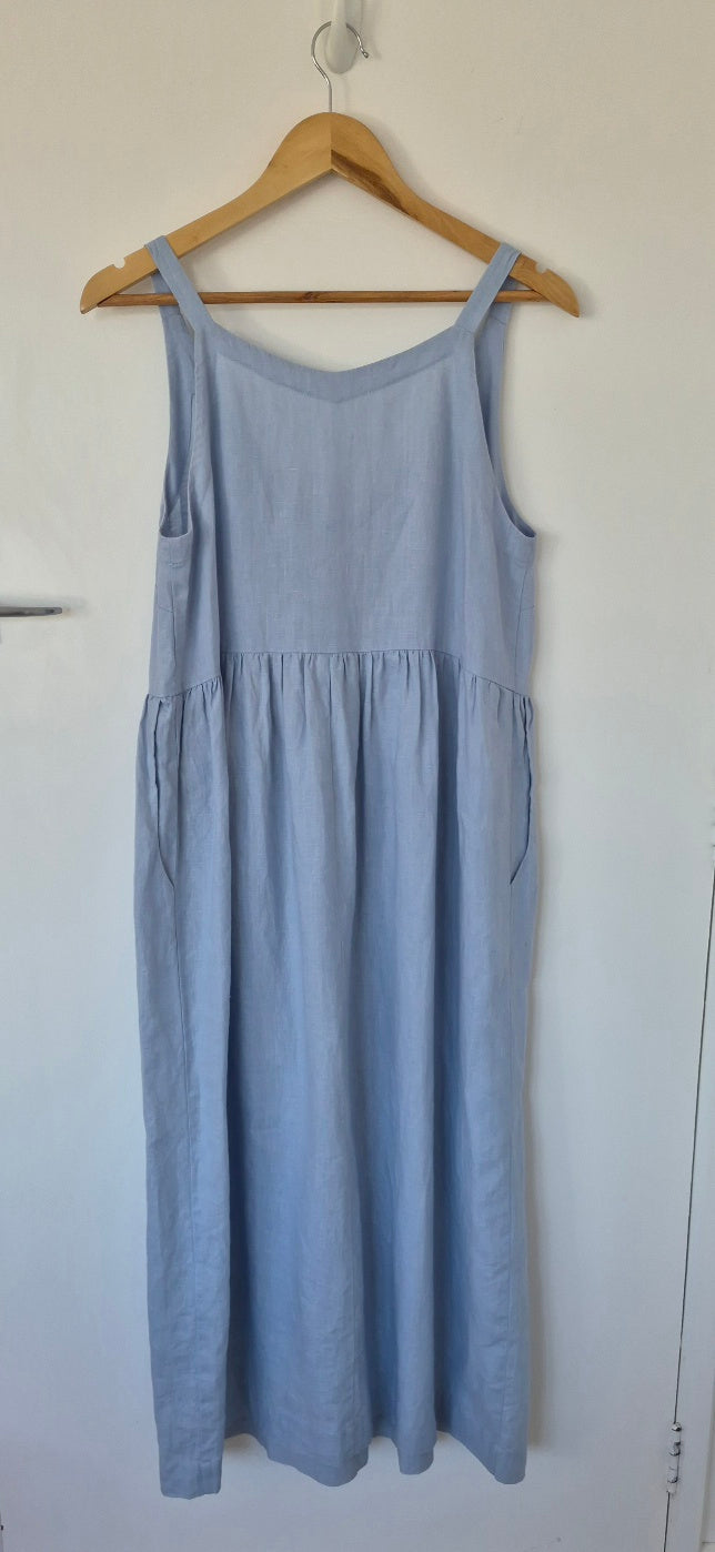 Juliette Hogan Linen Maxi Dress - Light Blue | Size 8