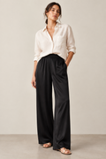 Caitlin Crisp Black Silk Pants | Size 10