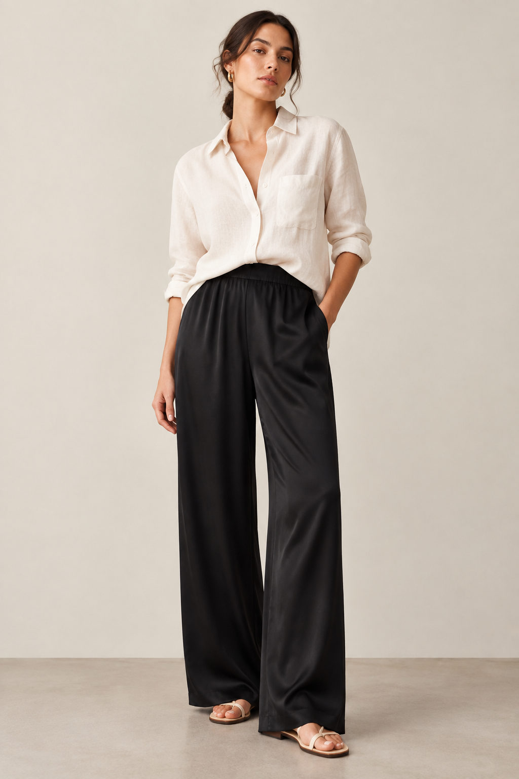 Caitlin Crisp Black Silk Pants | Size 10