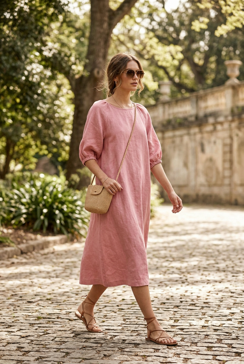 Humidity Pink Linen Dress | Sz M
