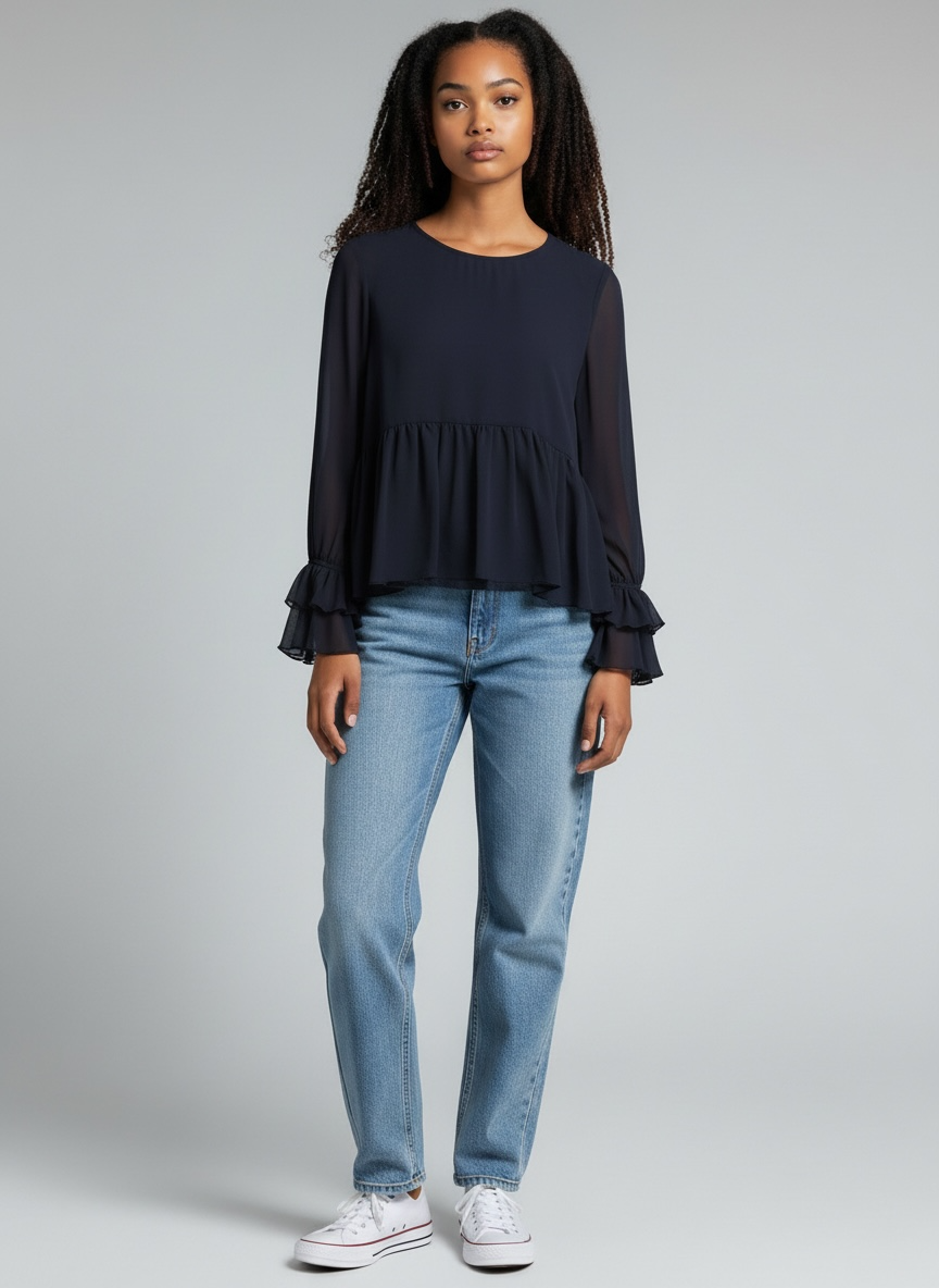 Coop Long Sleeved Top in Navy | Size XS