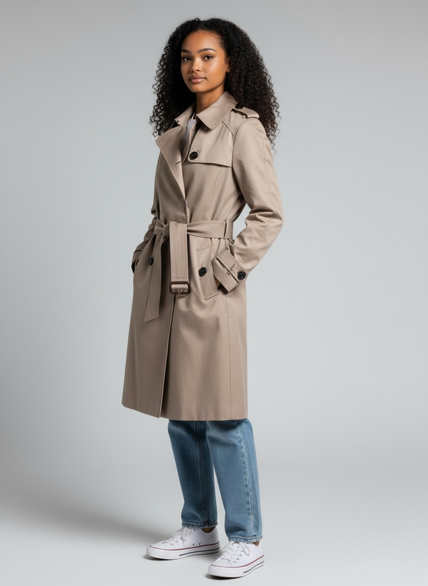 David Lawrence Beige Trench Coat | Size 12