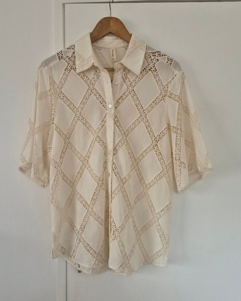 Kivari Cream Broderie Anglaise Shirt | Size 8