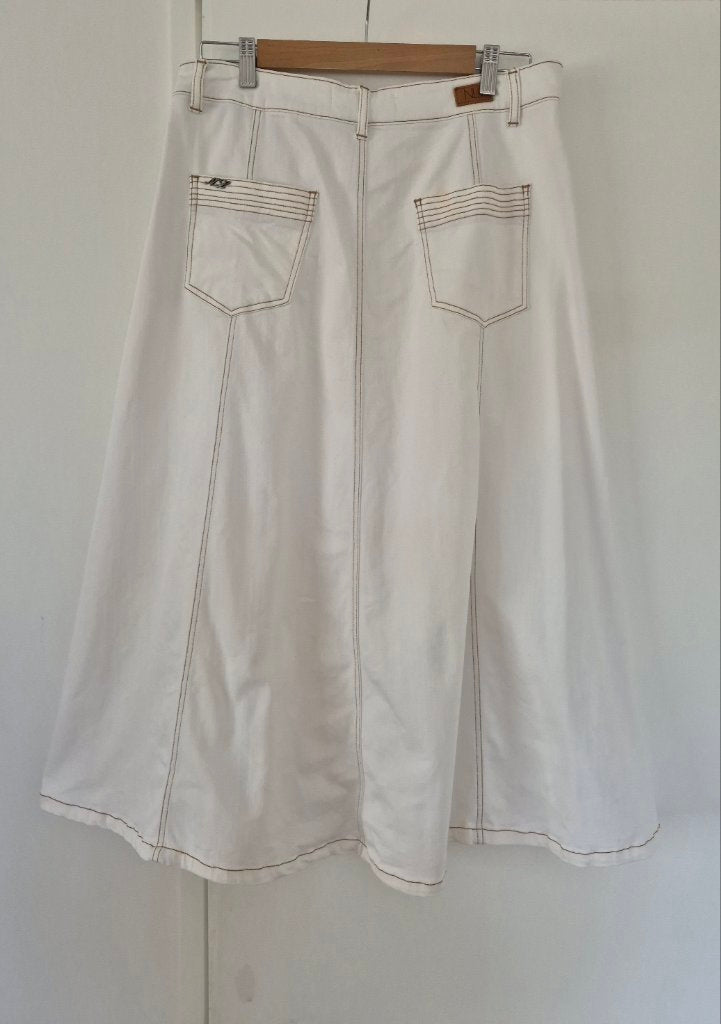 New London A Line White Midi Skirt | Size 12