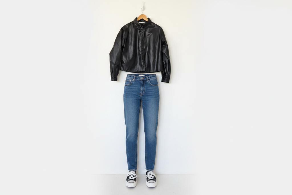 Zara Faux Leather Black Shirt | Size S