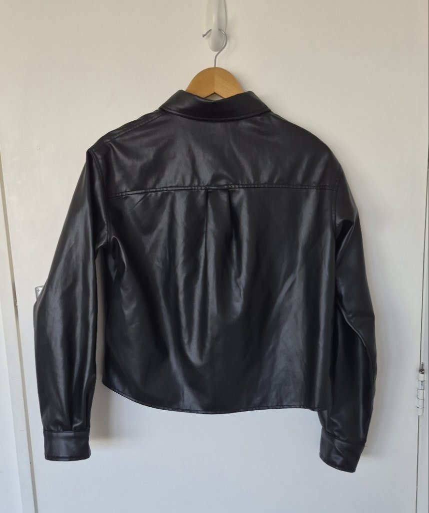 Zara Faux Leather Black Shirt | Size S