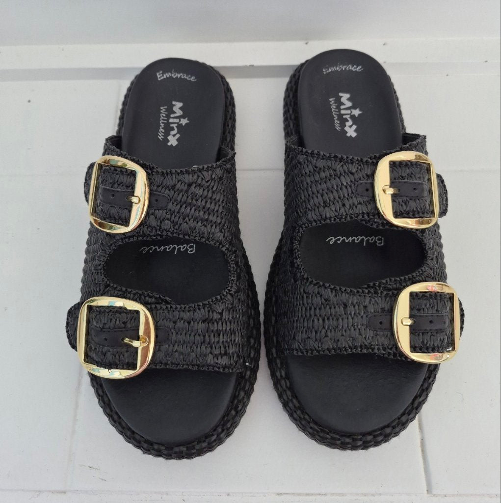 Minx Black Relax Slides | Size 38