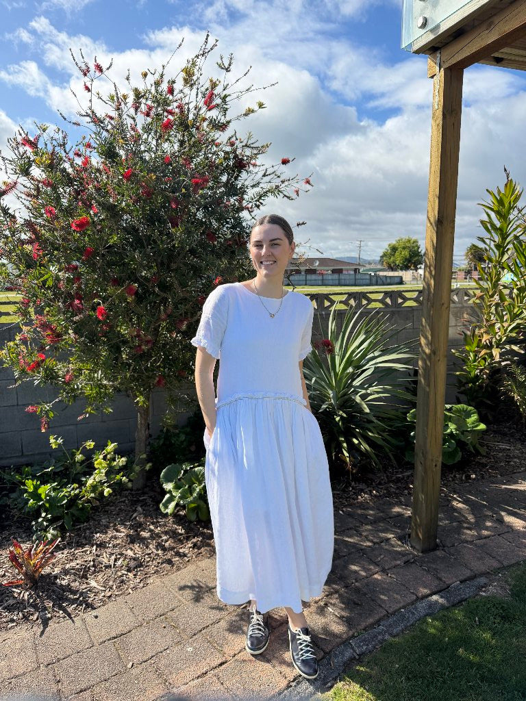 Blak Love White Linen Dress | Size 8/10