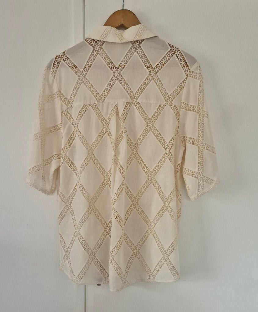 Kivari Cream Broderie Anglaise Shirt | Size 8