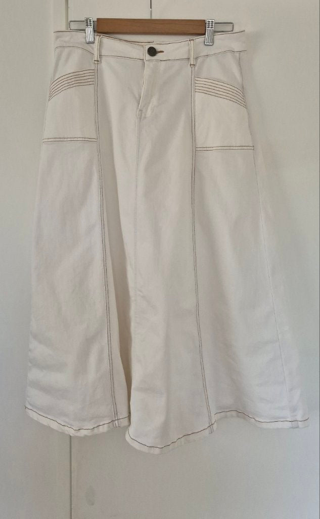 New London A Line White Midi Skirt | Size 12