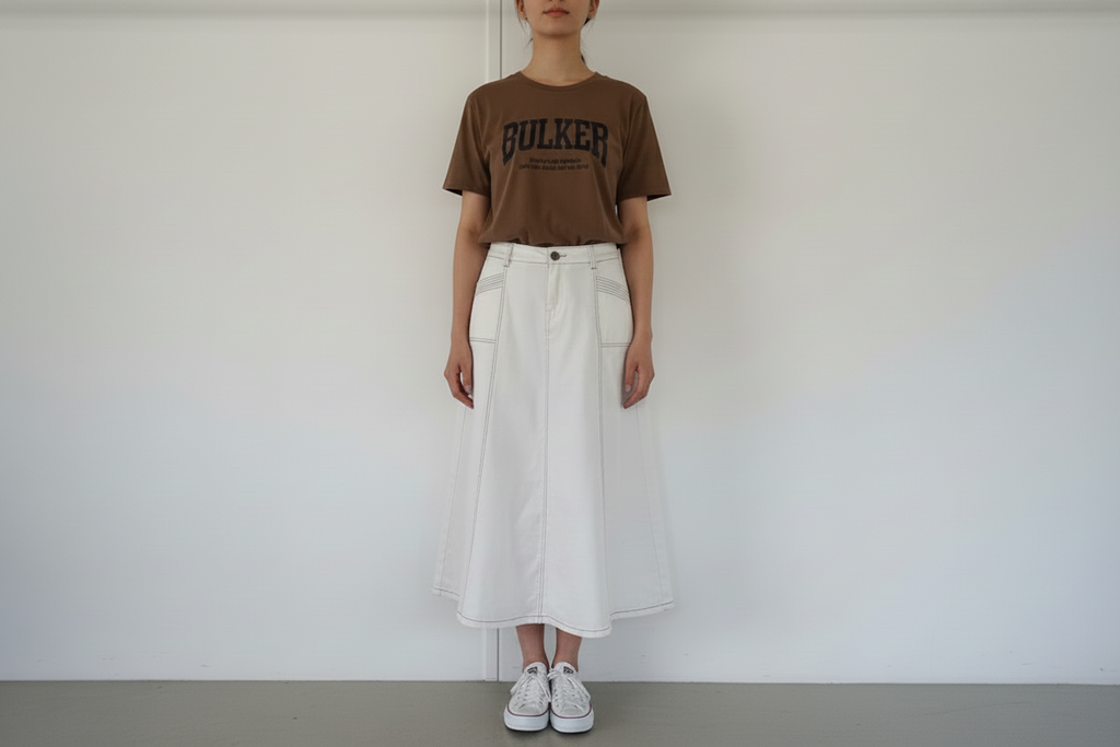 New London A Line White Midi Skirt | Size 12