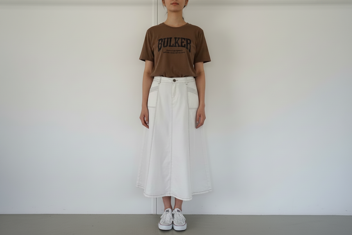 New London A Line White Midi Skirt | Size 12