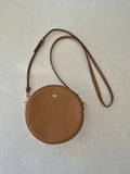 Michael Kors Fulton 7" Leather Round Cross Body Brown Bag