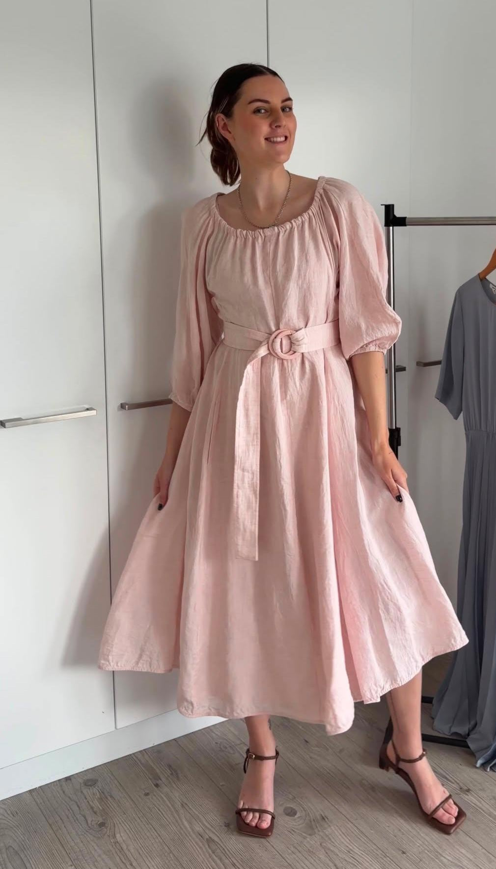 Scanlan Theodore Pink Linen Dress | Size 10