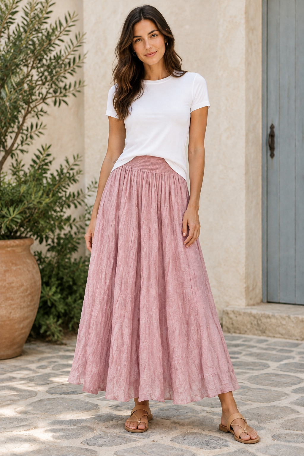 Sills Pink Linen Skirt | Sz 8