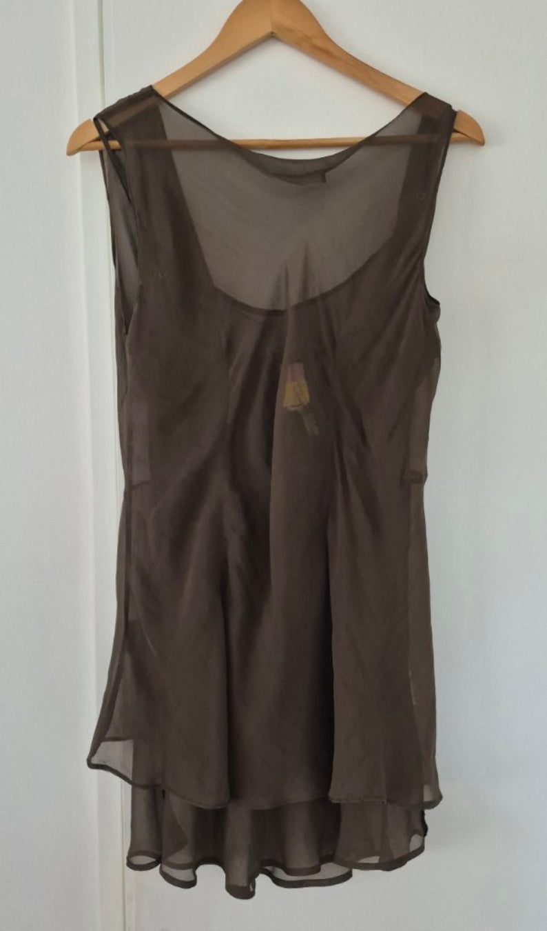 Back view of Ashley Fogel Silk Top Size 12, preloved designer clothing at Copper & Cotton