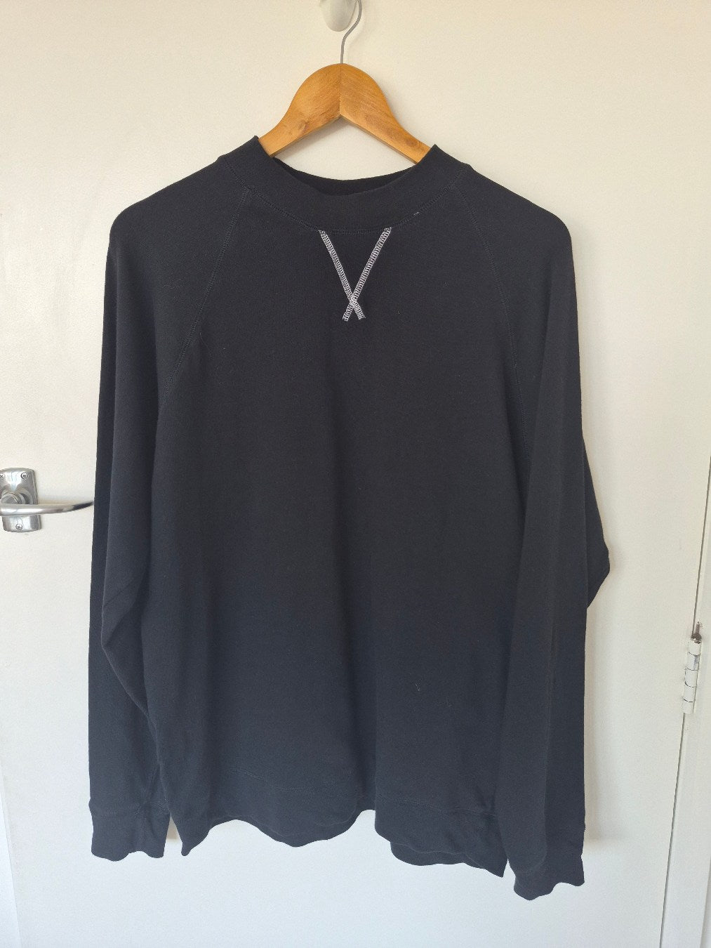 Front view of Bassike Black Sweatshirt Size M, preloved designer clothing at Copper & Cotton
