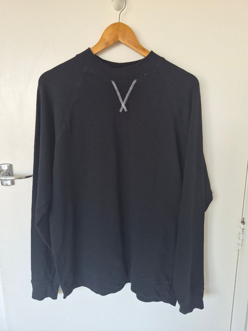 Front view of Bassike Black Sweatshirt Size M, preloved designer clothing at Copper & Cotton
