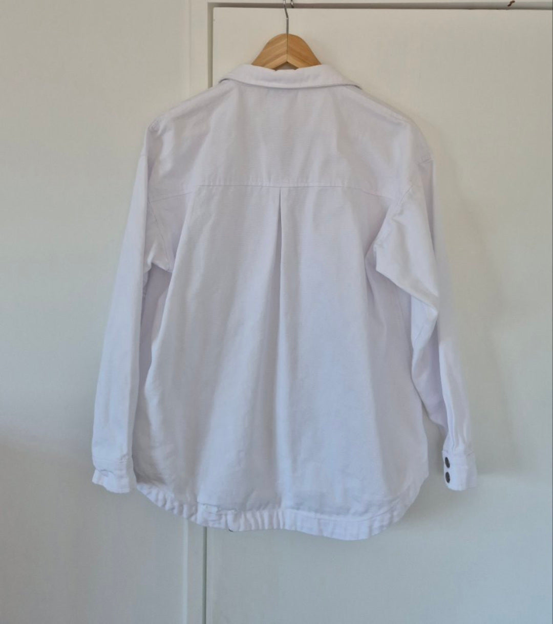 Back view of Blak Love White Shacket Size 8, preloved designer clothing at Copper & Cotton
