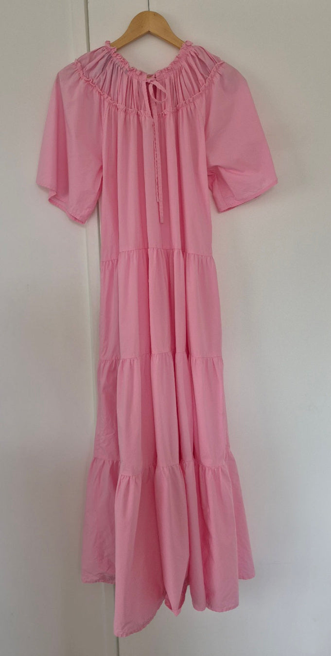 Back view of Blanca Pink Maxi Dress Size 8/10, preloved designer clothing at Copper & Cotton