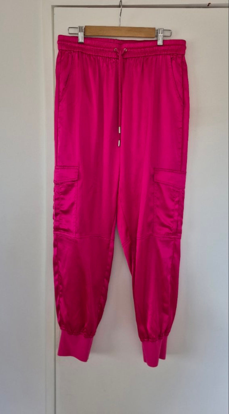 Front view of Cooper Pink 'It's A Casual Thing' Trousers Size M, preloved designer clothing at Copper & Cotton