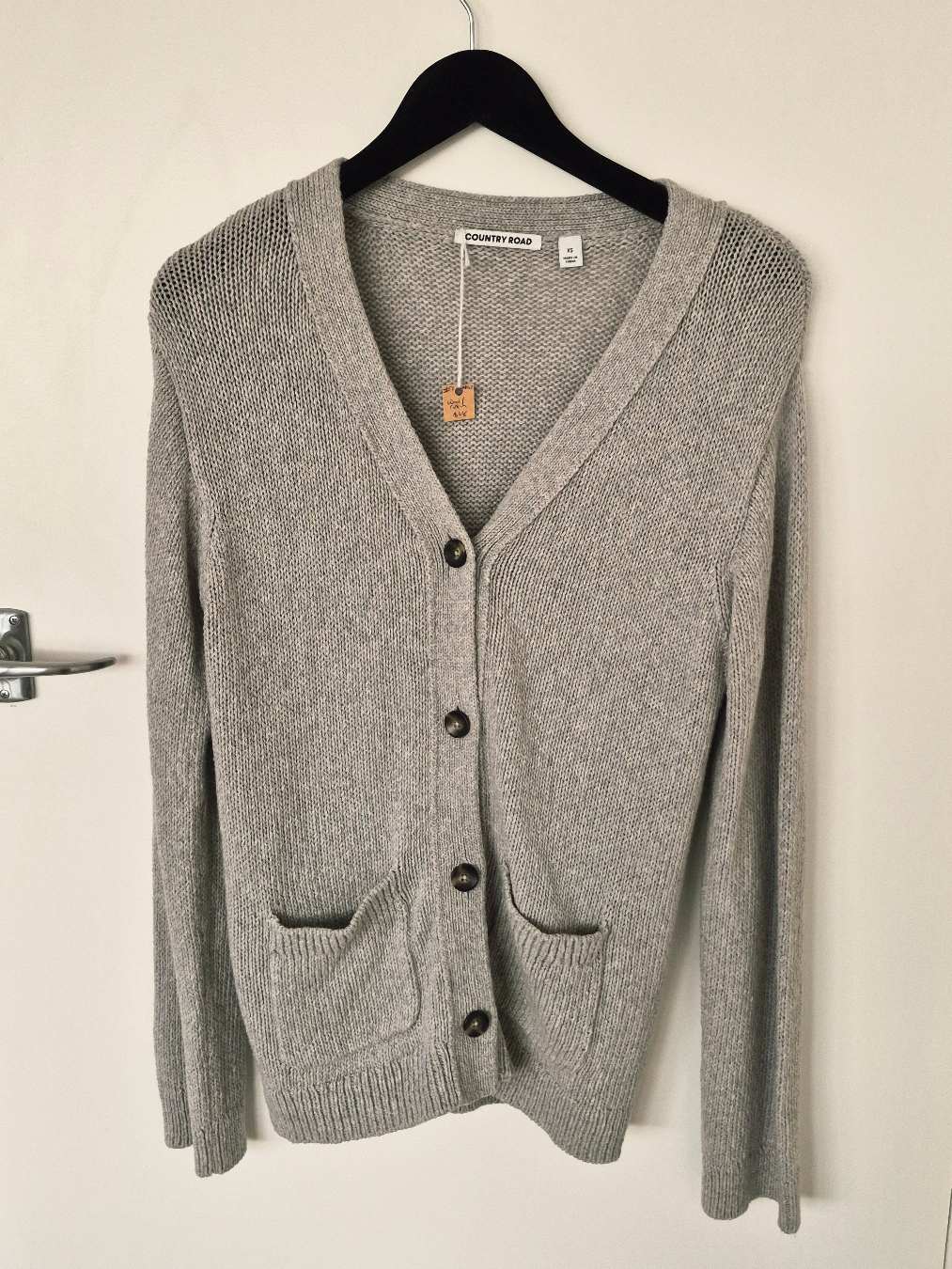 Front view of Country Road Cardigan Size XS, preloved designer clothing at Copper & Cotton
