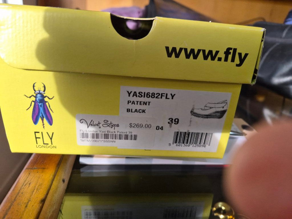 Fly London Patent Black Shoes | Size 39