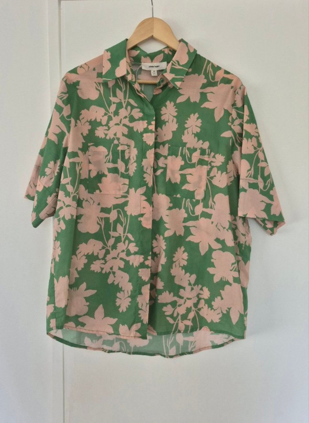 Front view of Juliette Hogan Cotton Shirt Size 12, preloved designer clothing at Copper & Cotton