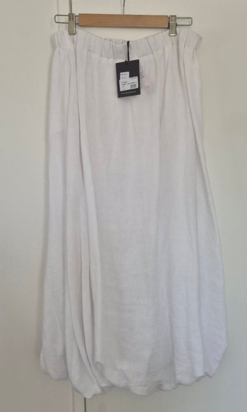 Back view of Lounge By Repertoire Rumba Linen Bubble Skirt Size 14, preloved designer clothing at Copper & Cotton