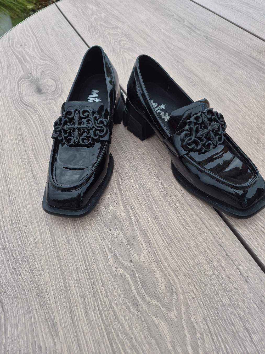 Minx Black Patent Empire Loafers | Size 37