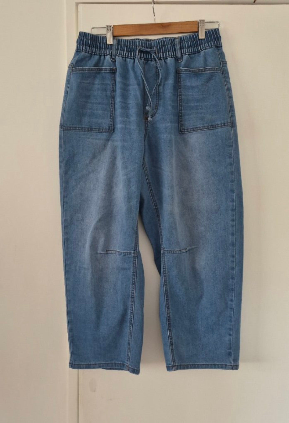 Front view of Monaco Barrel Jeans Size 14, preloved designer clothing at Copper & Cotton