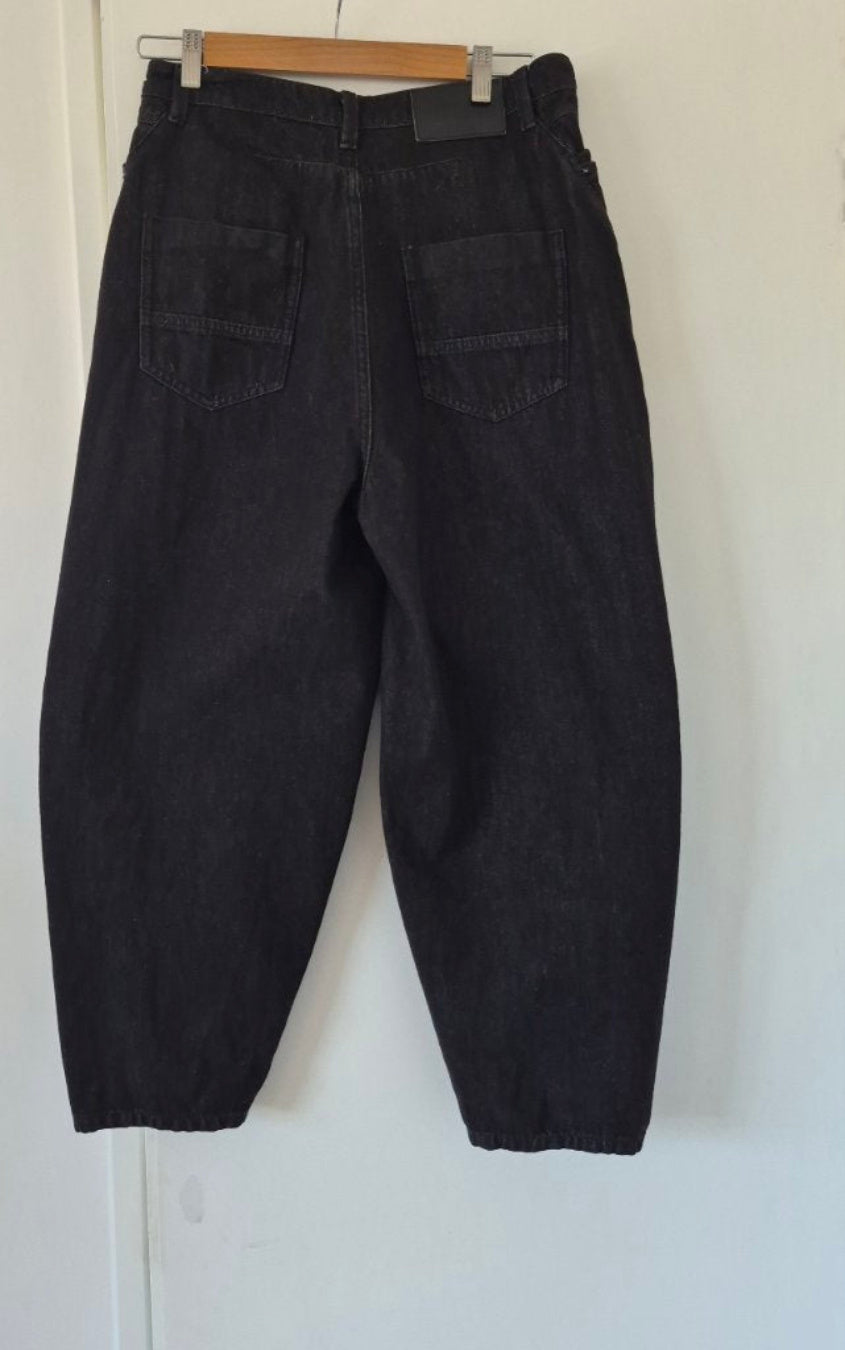 Back view of Moochi Black Barrel Jeans Sz 10, preloved designer clothing at Copper & Cotton