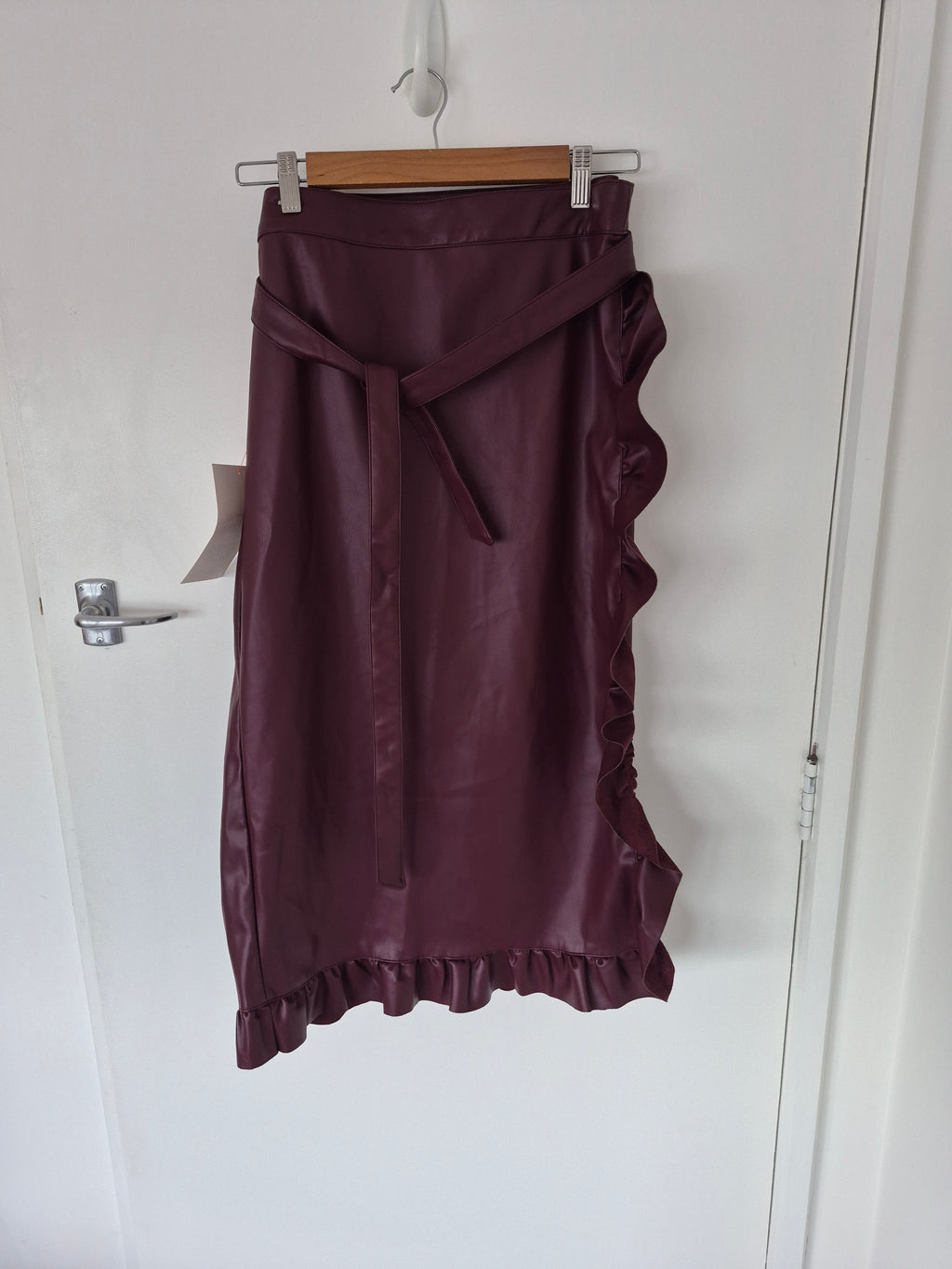 Never Fully Dressed Vegan Leather Ruffle Jaspre Skirt