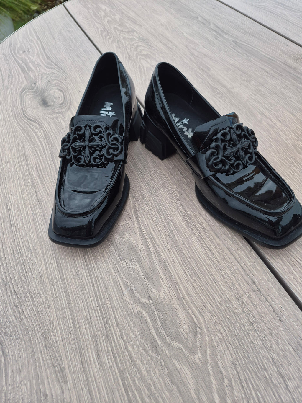 Minx Black Patent Empire Loafers | Size 37