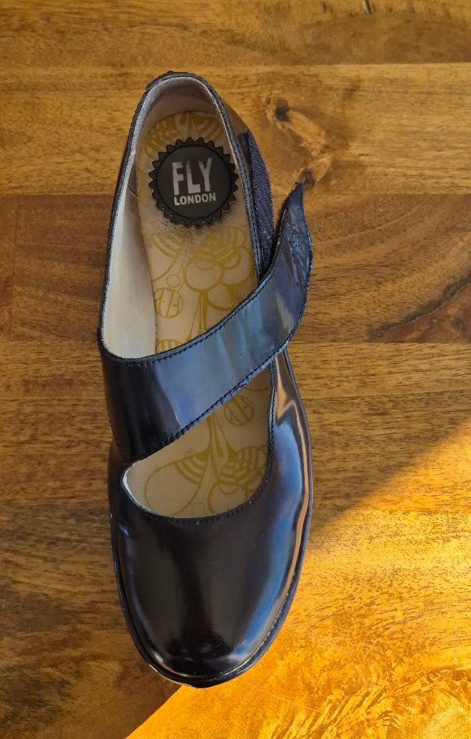 Fly London Patent Black Shoes | Size 39