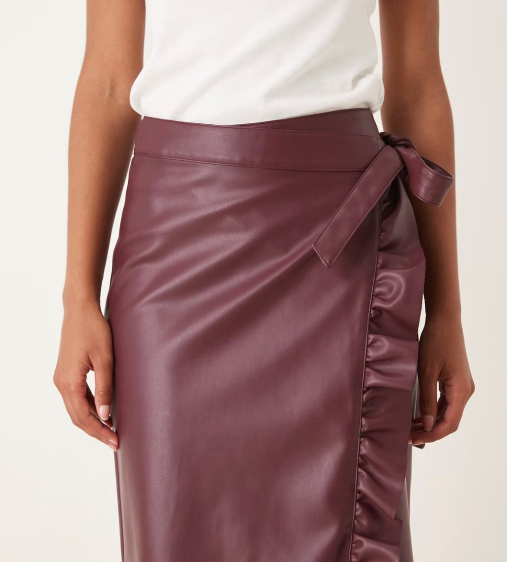 Never Fully Dressed Vegan Leather Ruffle Jaspre Skirt