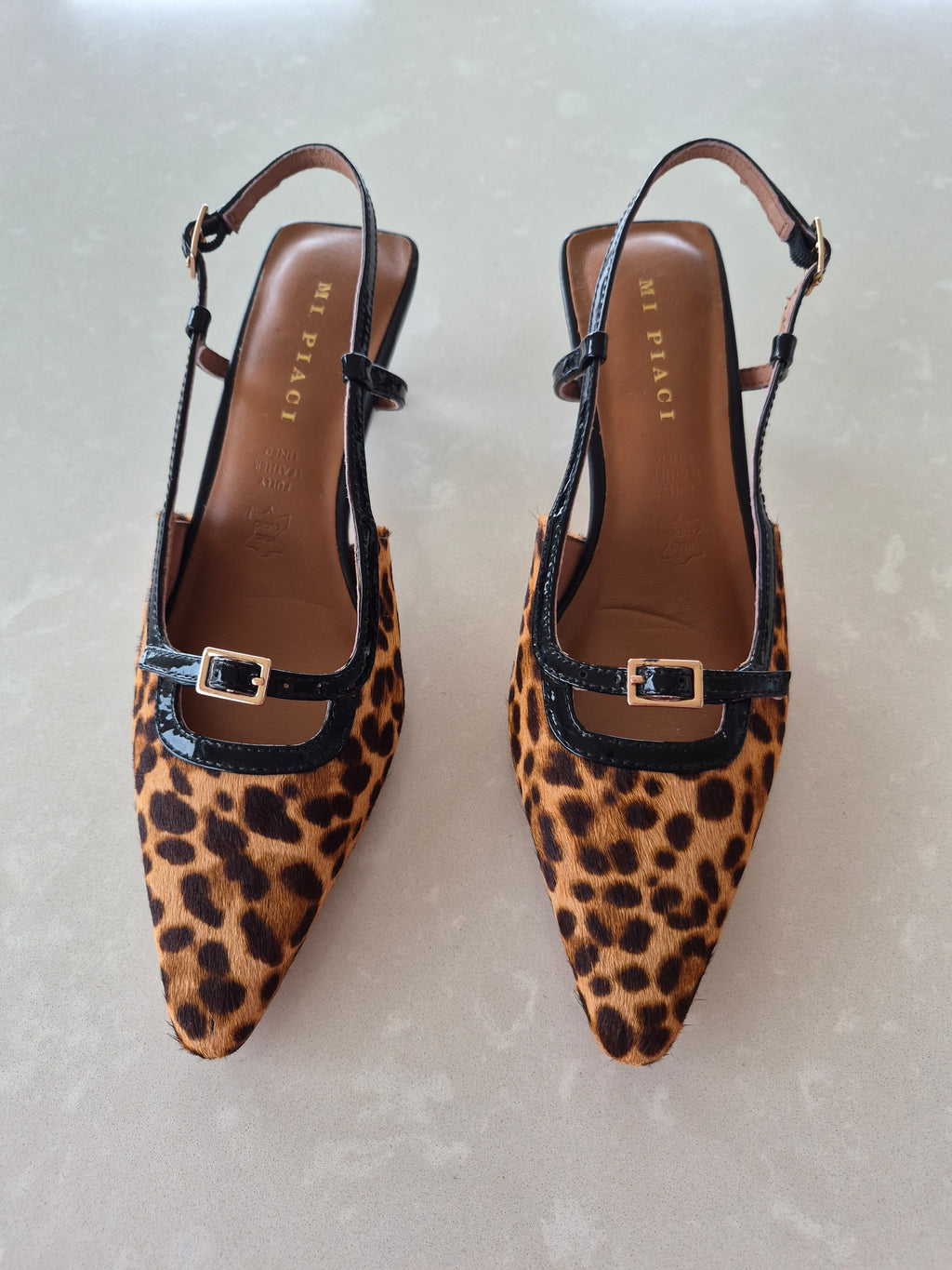 Mi Piaci Leopard Print Heels | Size 36