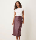 Never Fully Dressed Vegan Leather Ruffle Jaspre Skirt