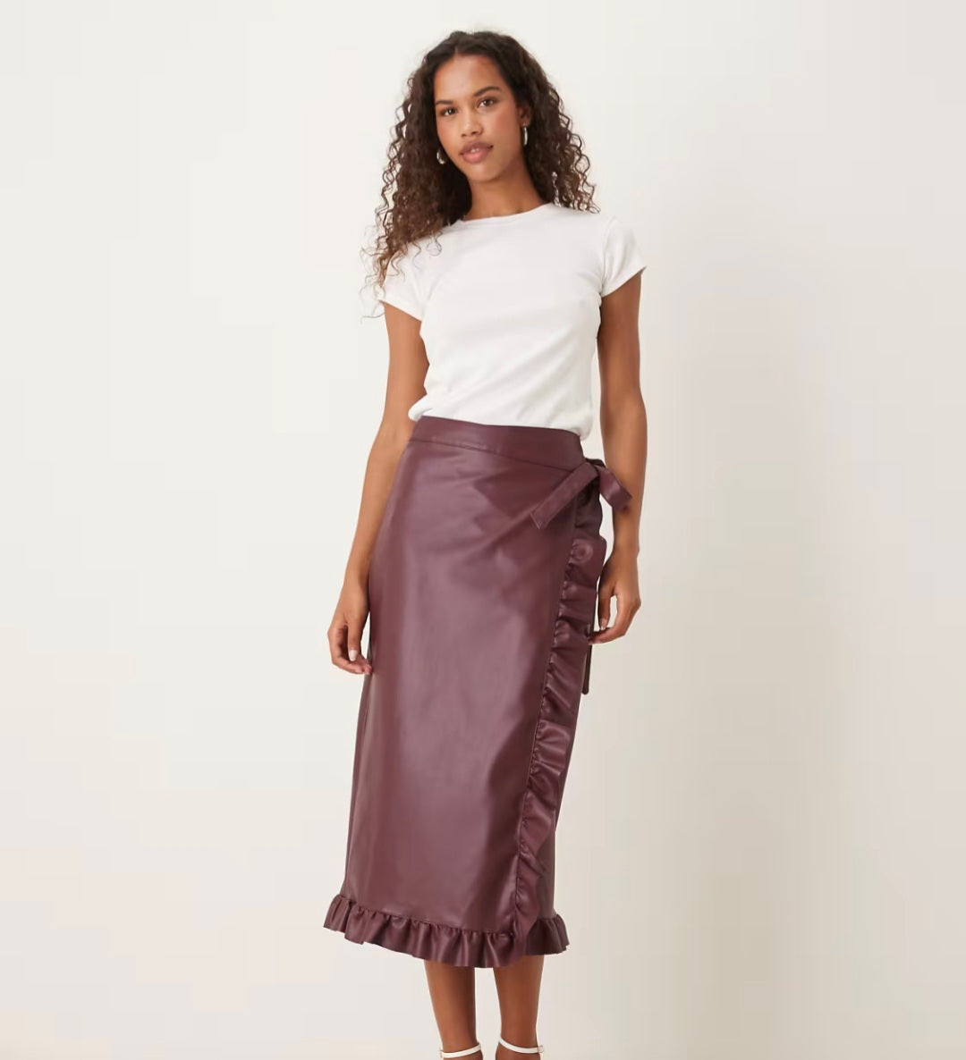 Never Fully Dressed Vegan Leather Ruffle Jaspre Skirt