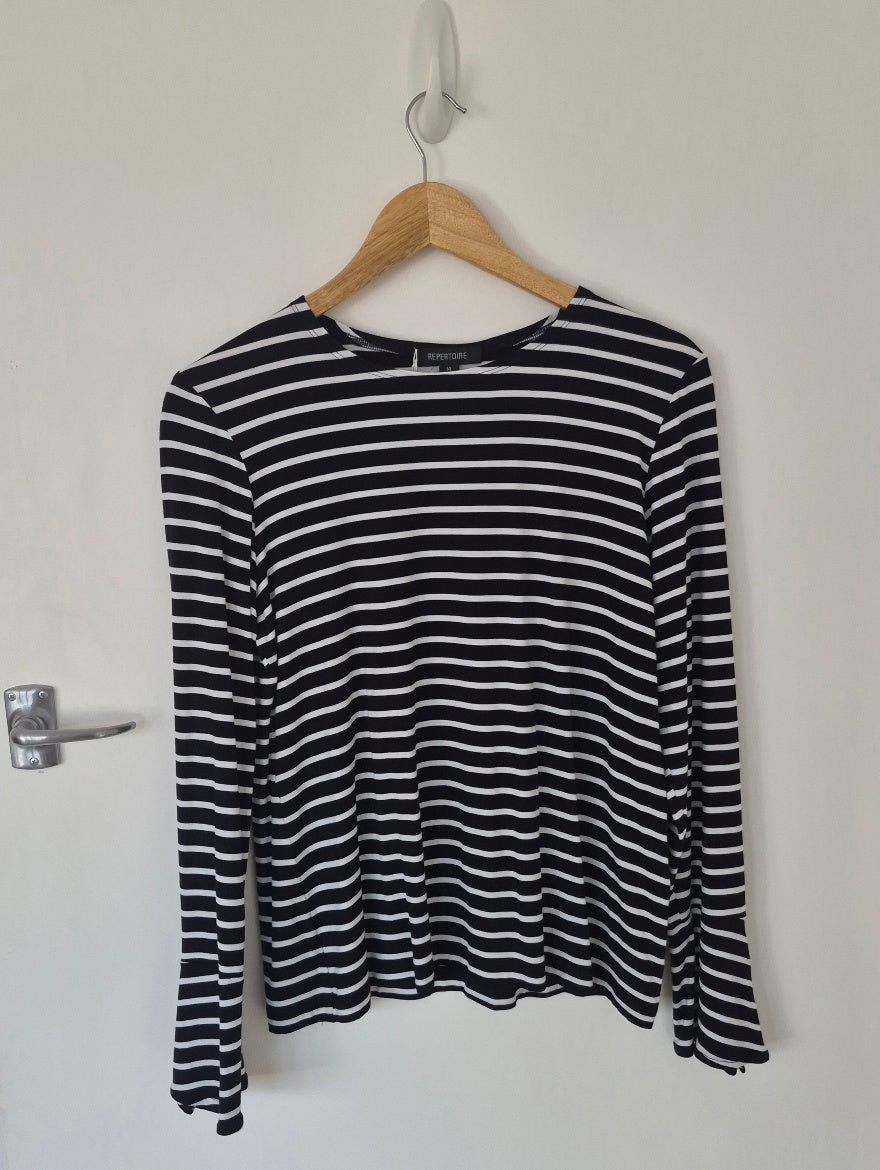 Repertoire Black & White Striped T-Shirt | Size 14