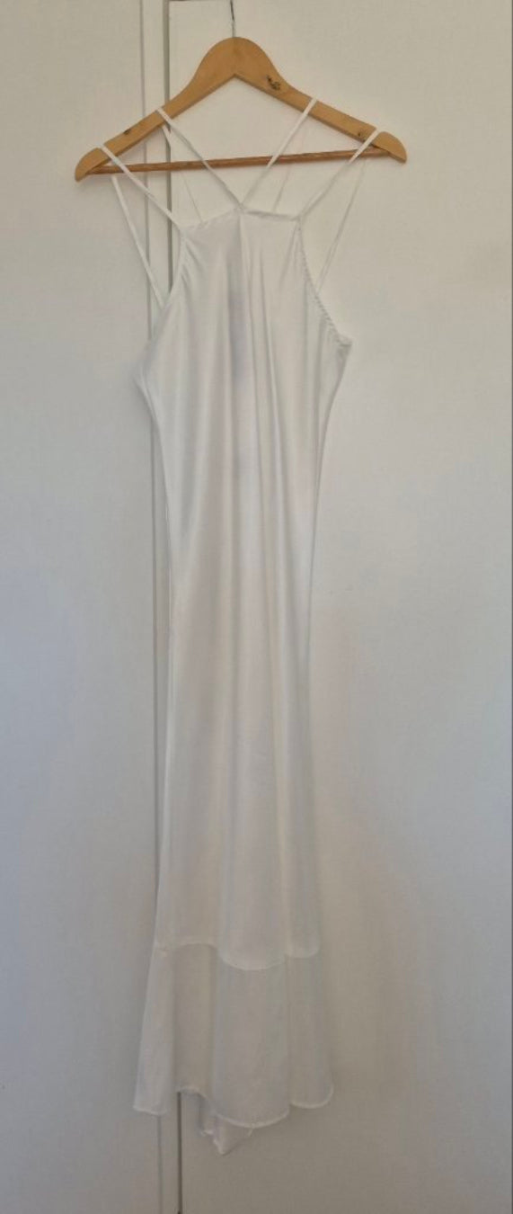Back view of Taylor White Slip Dress Size S, preloved designer clothing at Copper & Cotton