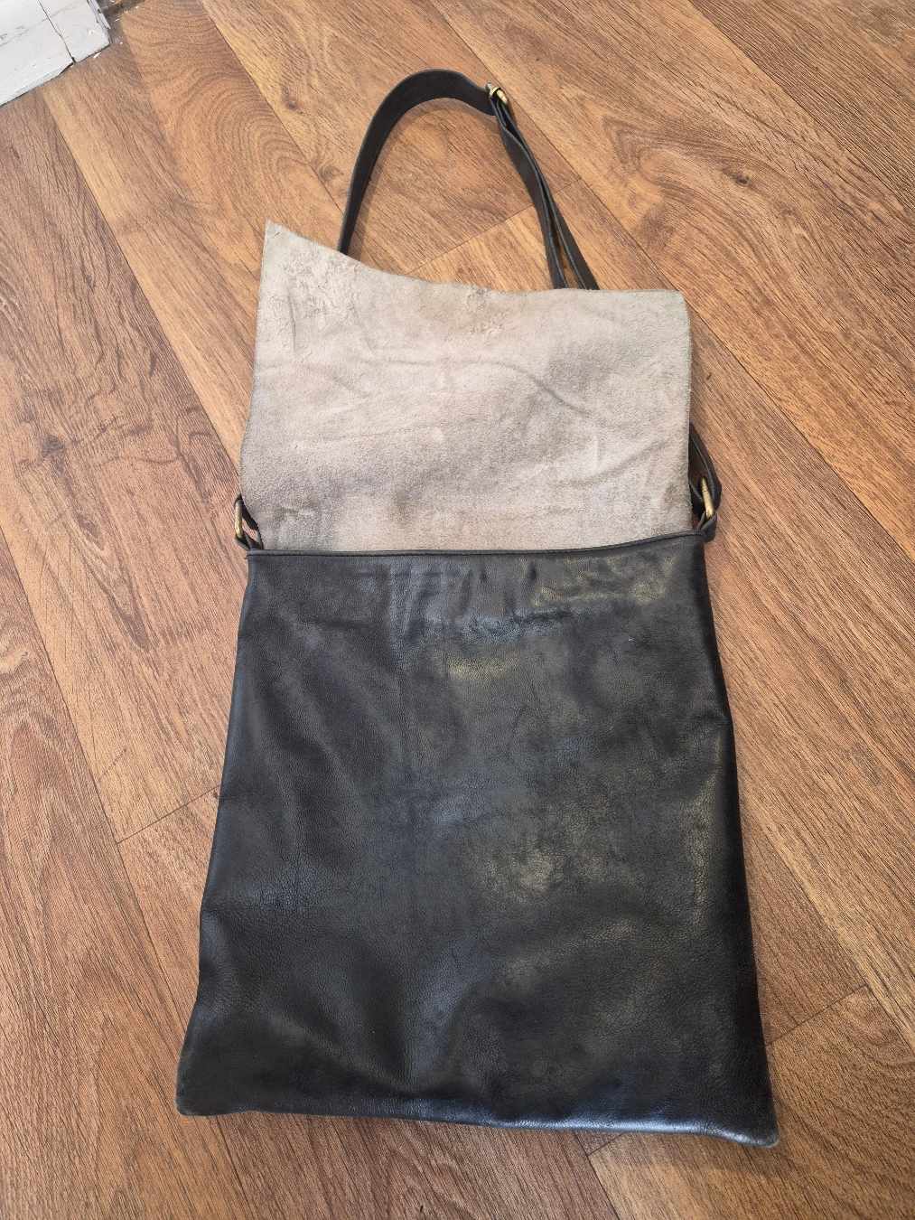 Back view of Furmoo Cowhide & Leather Satchel, preloved designer clothing at Copper & Cotton